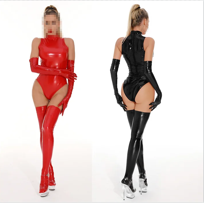 Sleeveless Jumpsuit - Handgemaakte sexy natuurlijke latex mouwloze catsuit