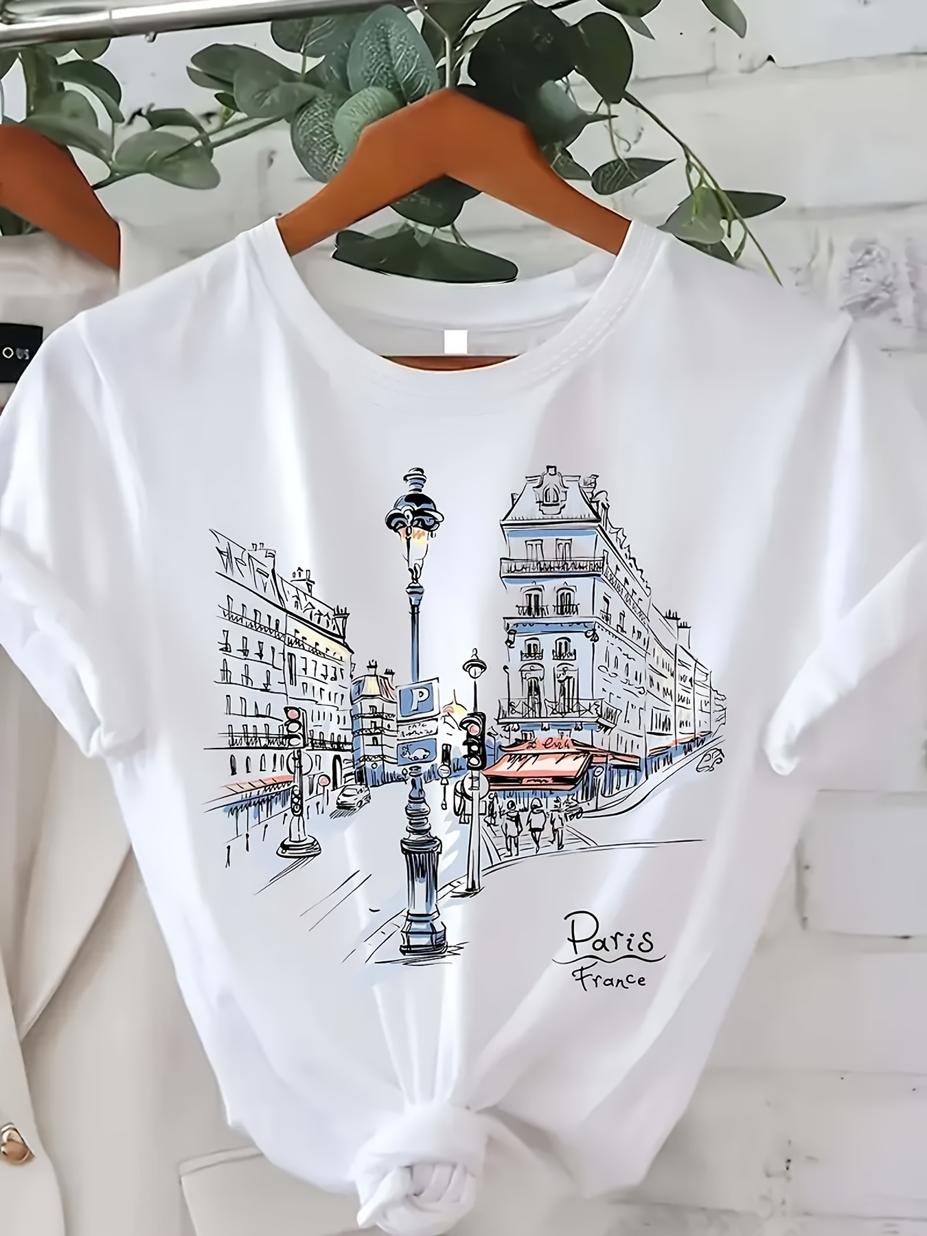 Women'S Fashion Paris - Dames T-shirt met Paris Street-print, korte