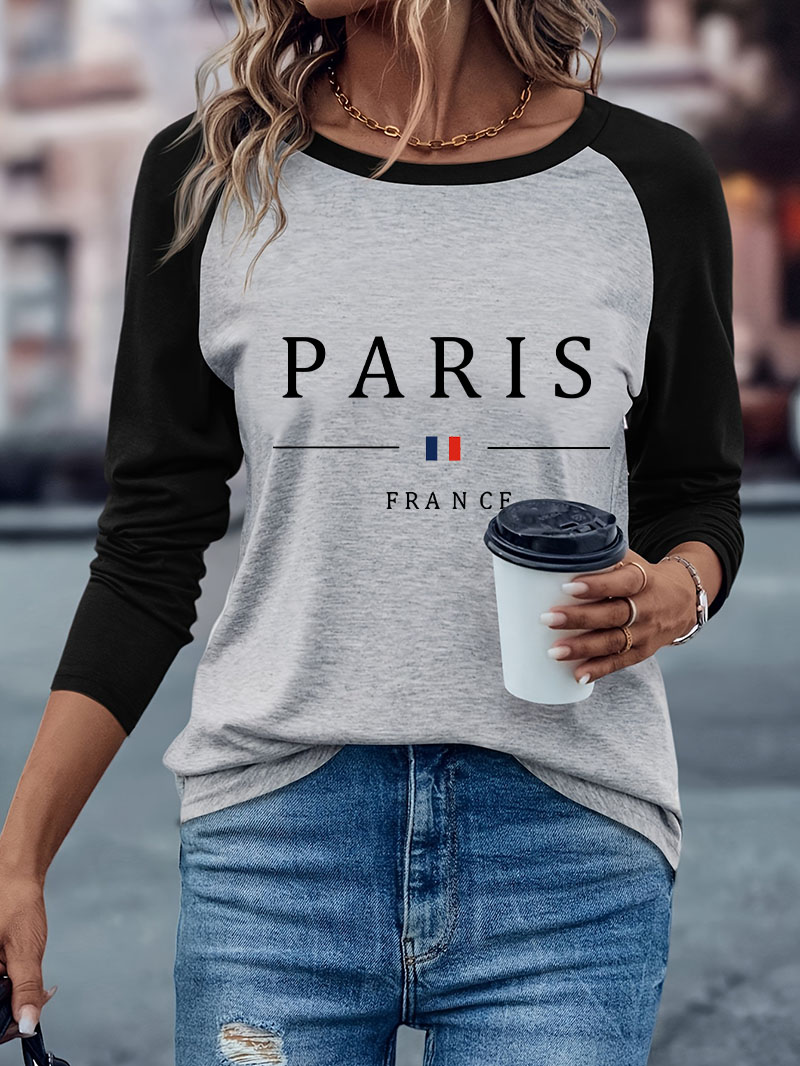 Women'S Fashion Paris - Mode Parijs Letterprint Casual T-shirt met