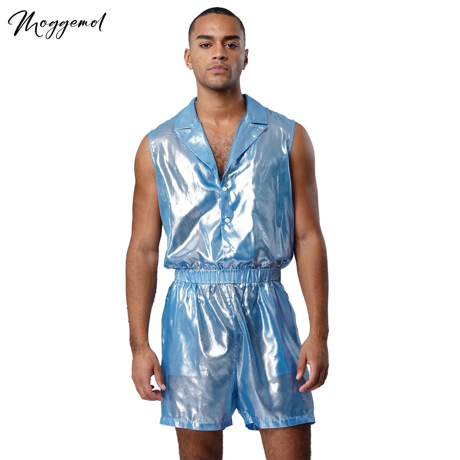 Heren pure glanzende metallic  - Sleeveless Jumpsuit recensie en prijs